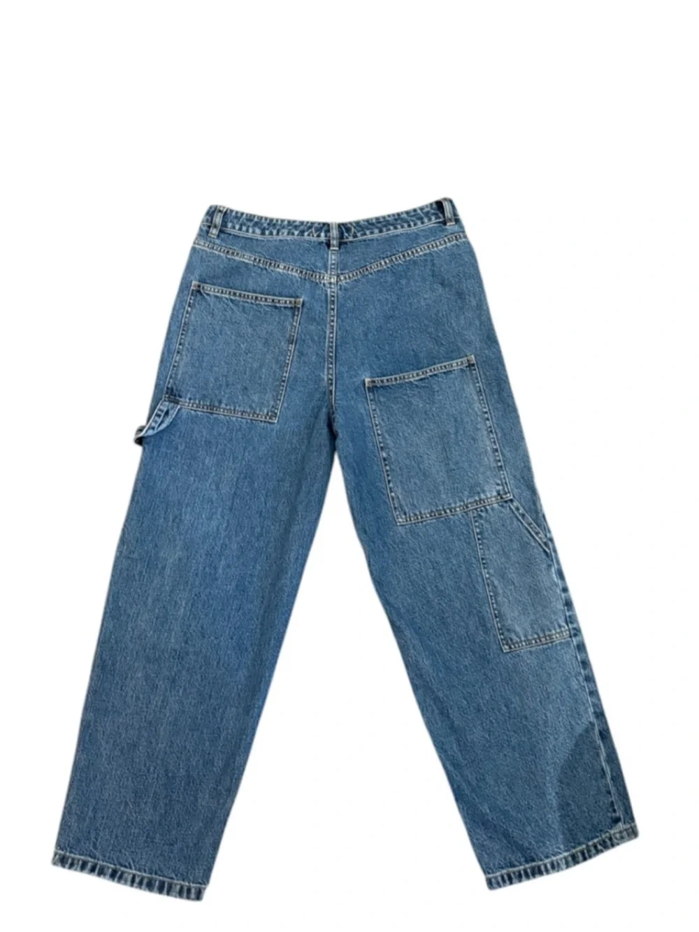 Tibi Spring Denim Slouchy Carpenter Cargo Cropped Jeans, Size 27 (4)